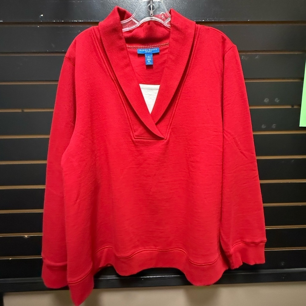 Karen Scott Sport Red Pullover Sweater XL